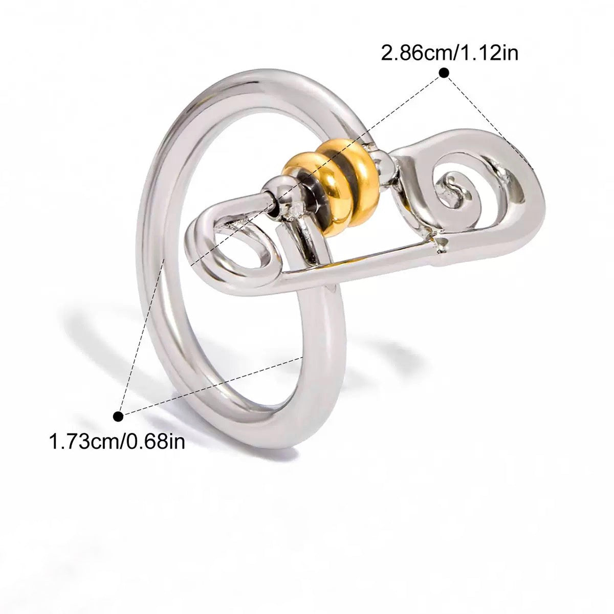 Silver–Gold Accent Bar Ring