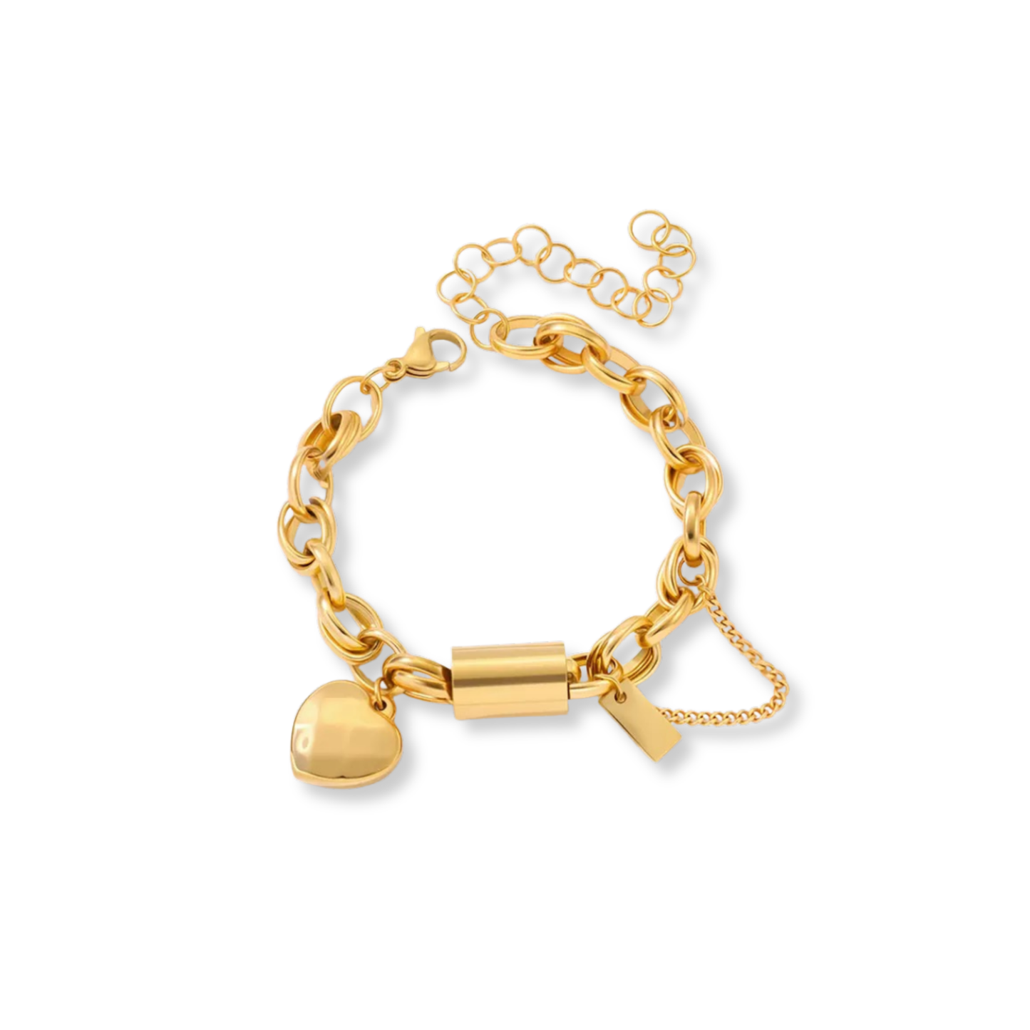 Chunky Heart Charm Bracelet — Gold