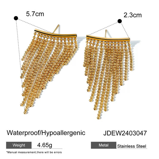 Golden Fringe Statement Earrings