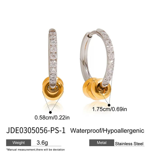 Crystal & Gold Charm Huggies