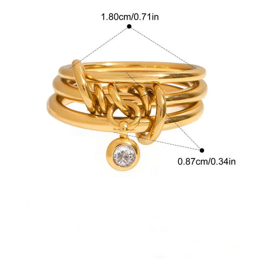 Gold Multi-Band Charm Ring