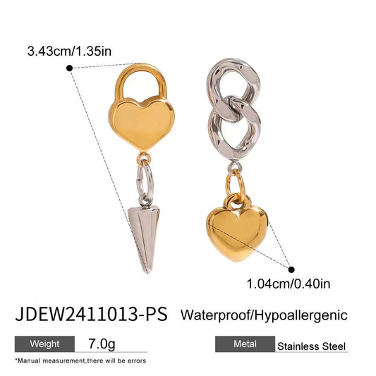 Double Heart Drop Earrings