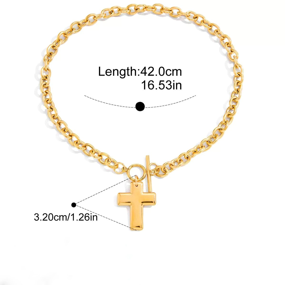 Cross Charm Chain Necklace — Gold