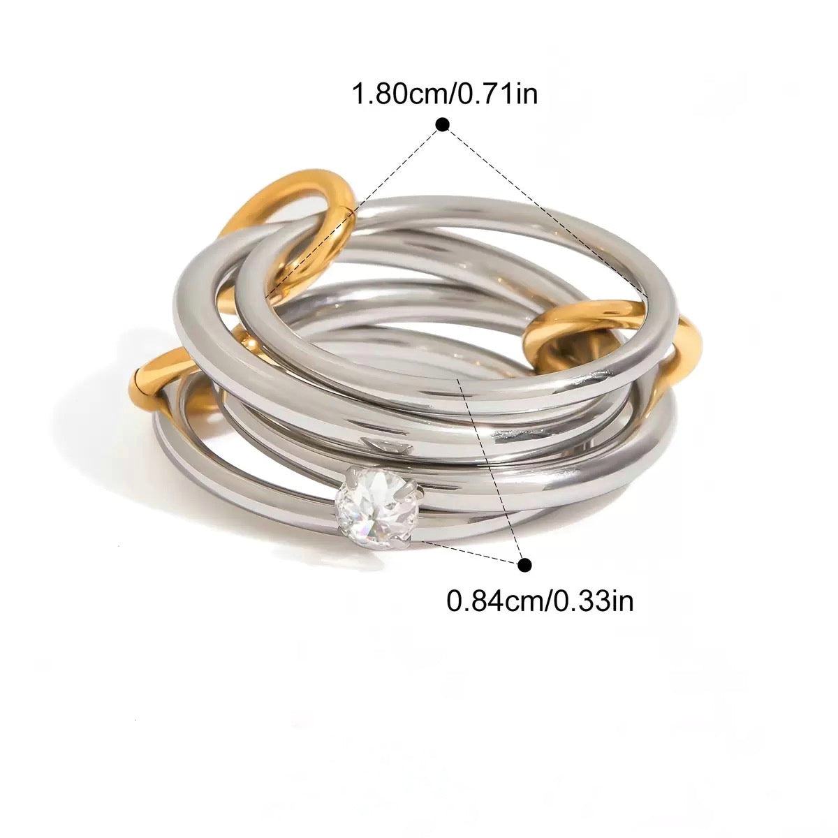 Crystal Accent Multi-Band Ring