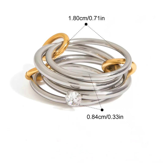 Crystal Accent Multi-Band Ring