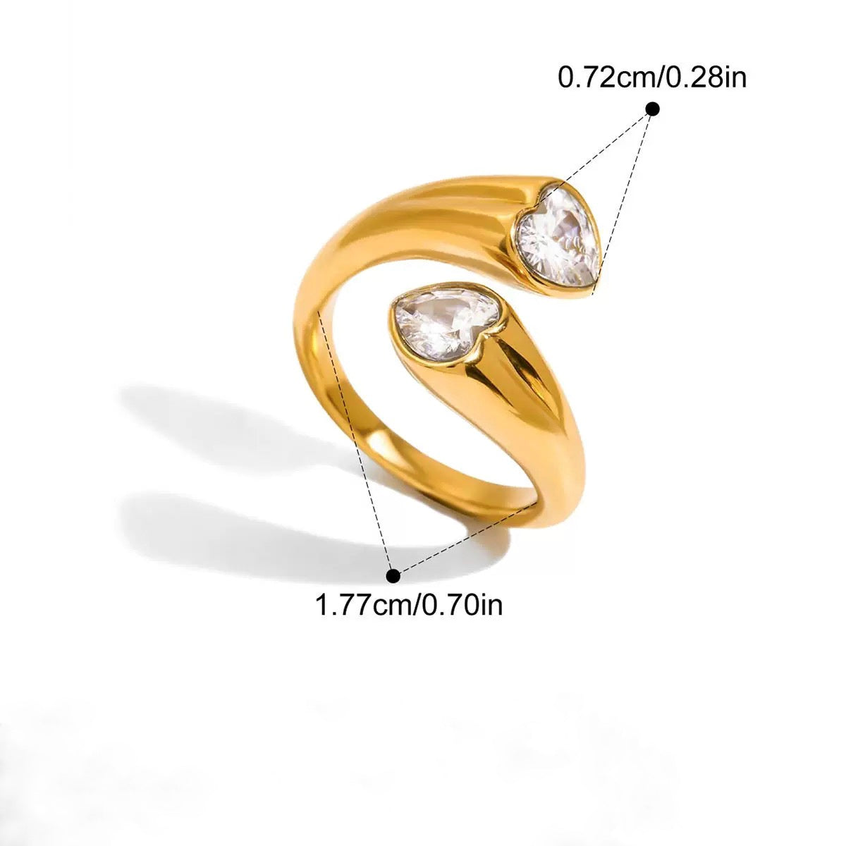 Double Heart Crystal Ring