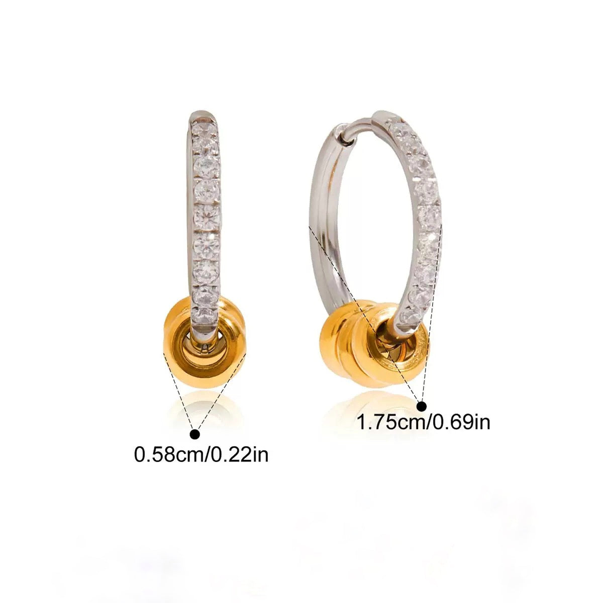 Crystal & Gold Charm Huggies