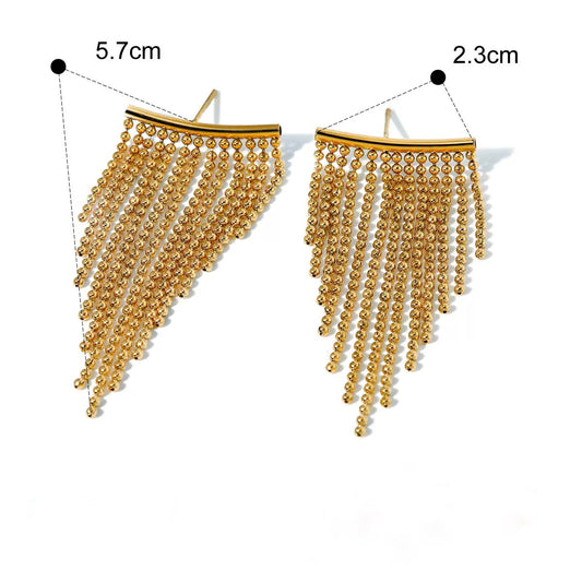 Golden Fringe Statement Earrings
