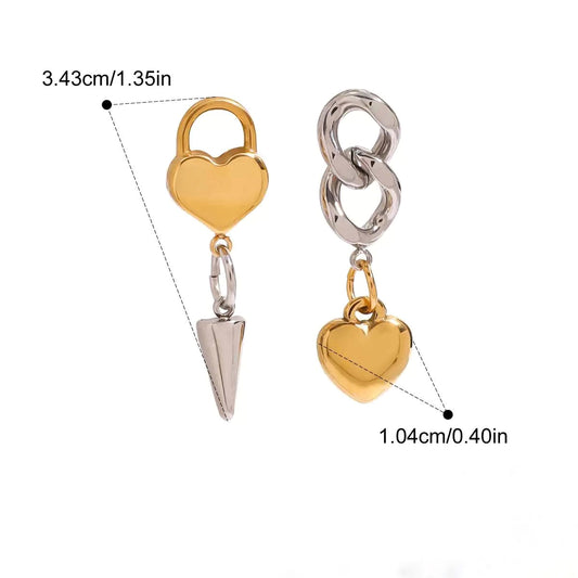 Double Heart Drop Earrings