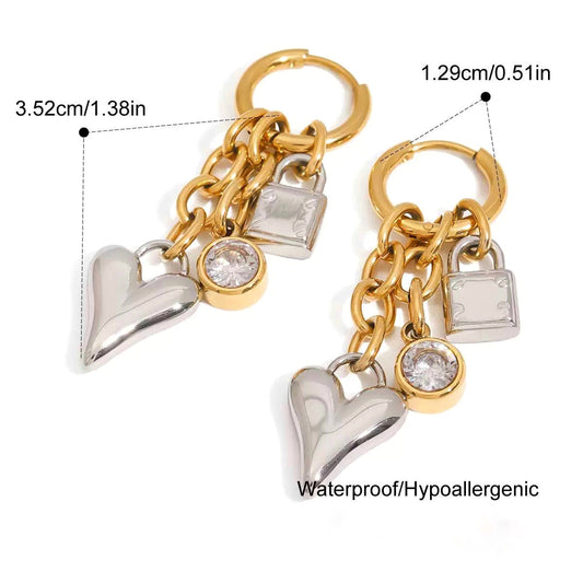 Chunky Heart & Lock Earrings