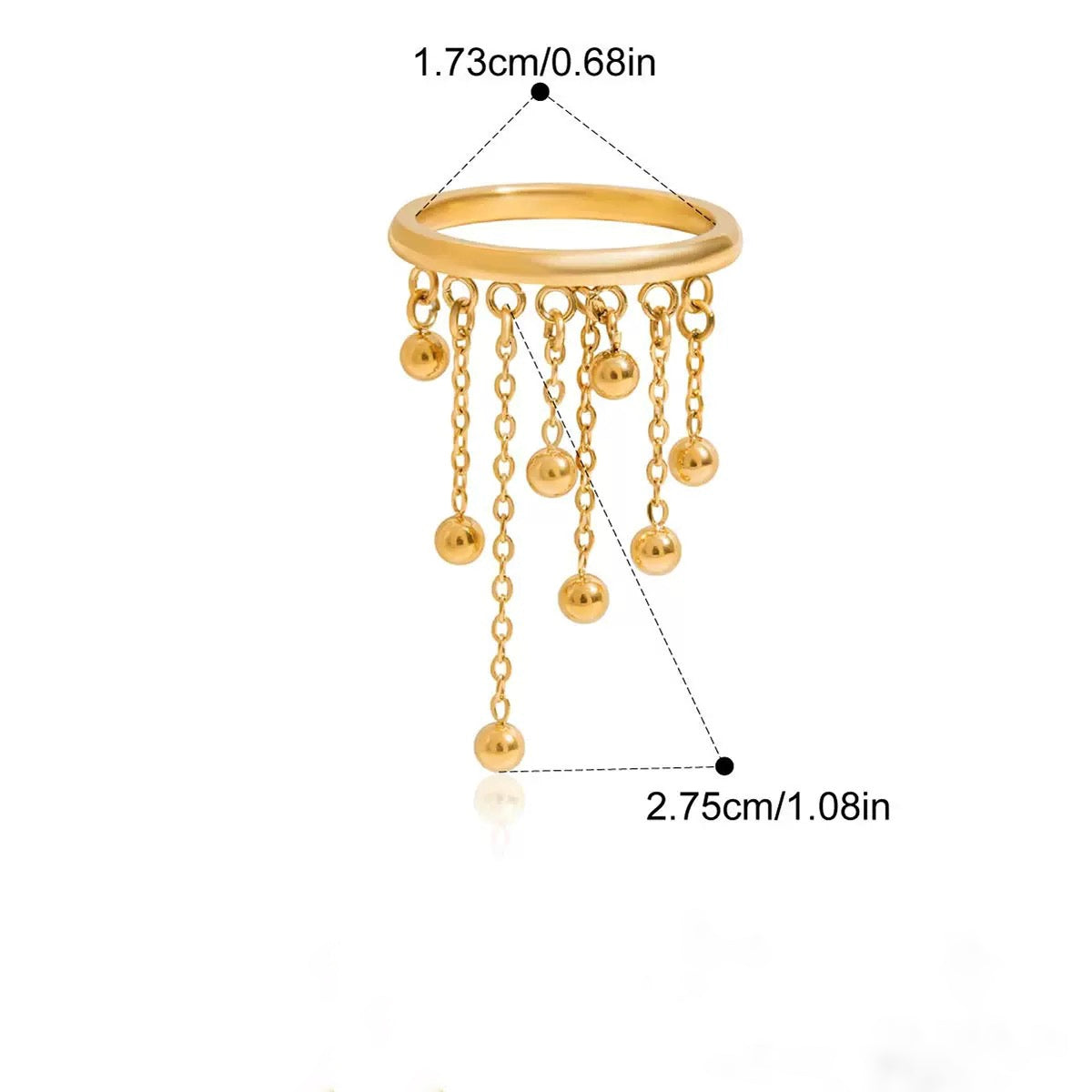 Gold Fringe Chain Ring