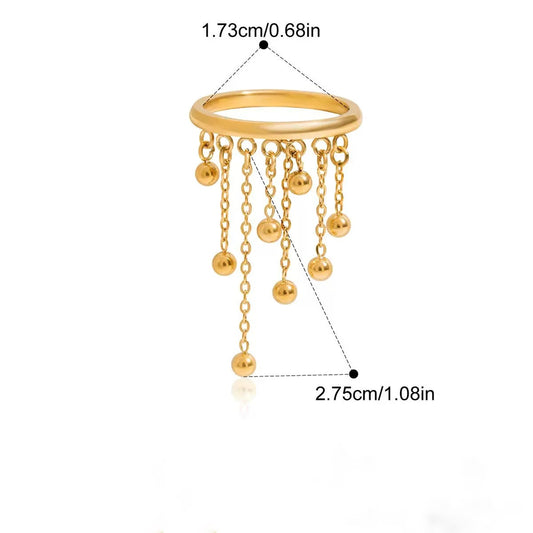 Gold Fringe Chain Ring
