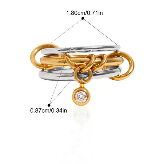Mixed-Metal Ring with Charm
