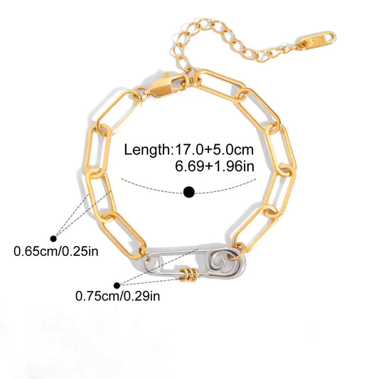 Safety Pin Chain Bracelet — Gold + Silver