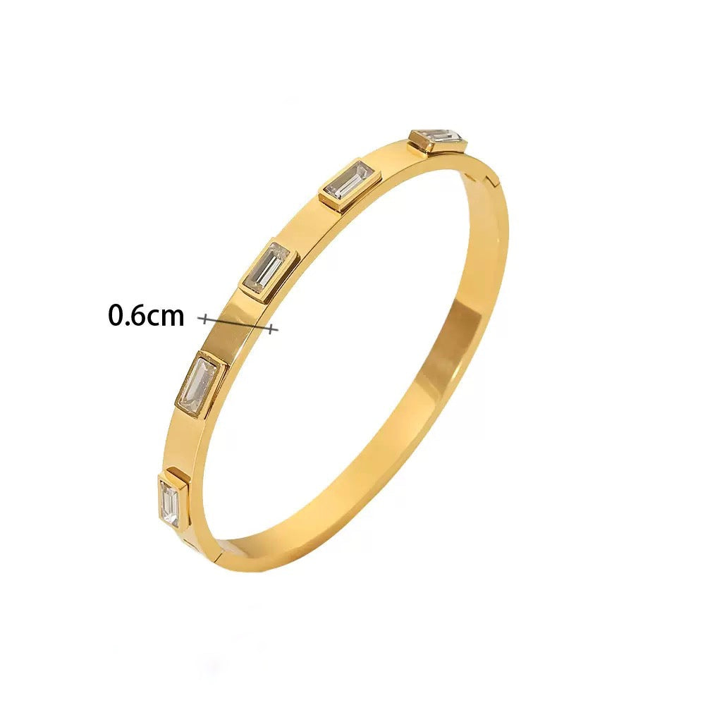 Rectangular Gem Bangle — Gold