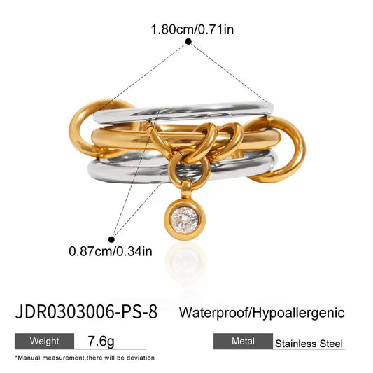 Mixed-Metal Ring with Charm