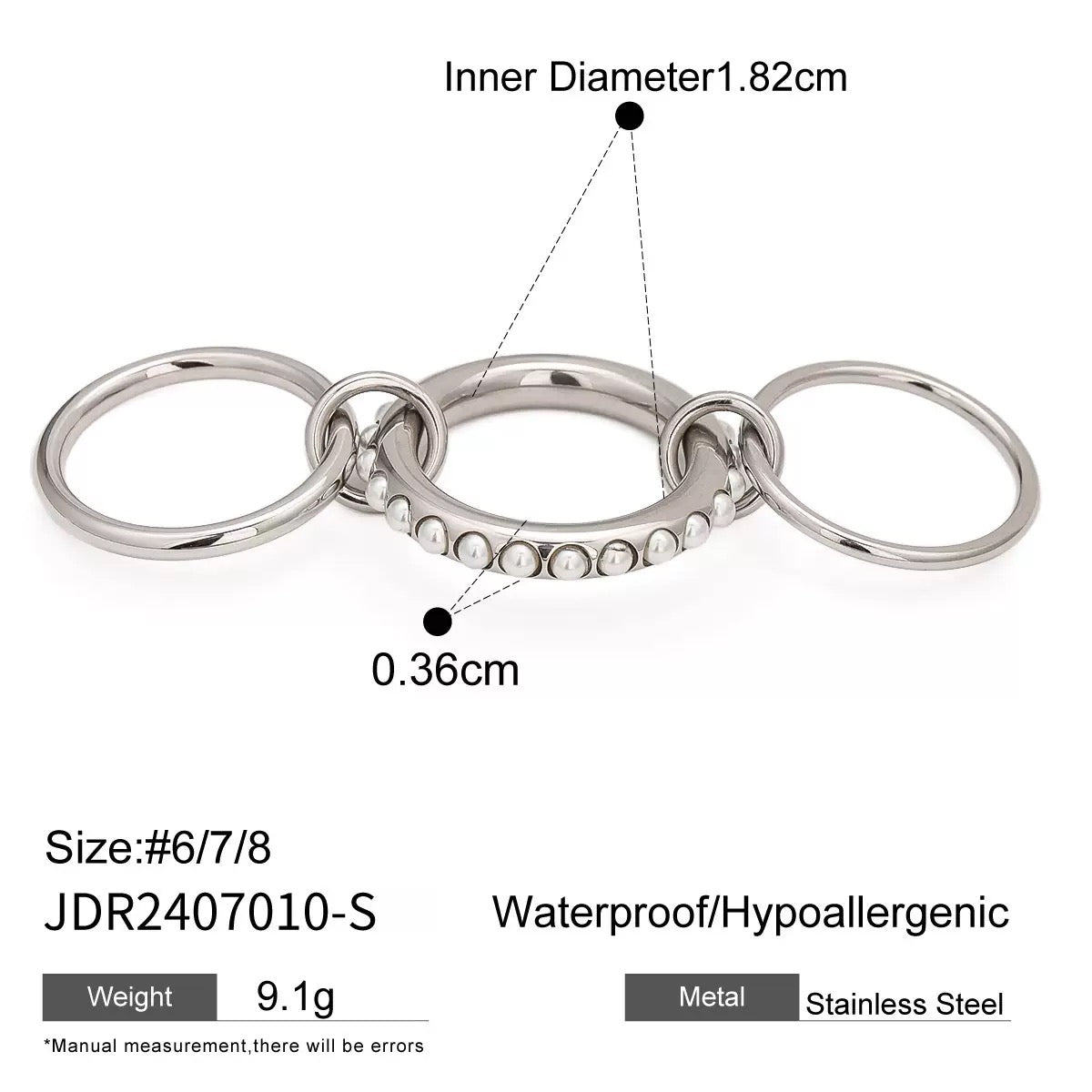 Silver Triple Linked Ring