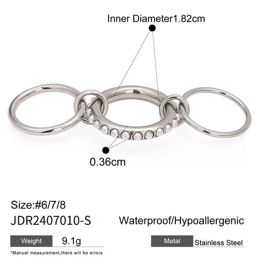 Silver Triple Linked Ring