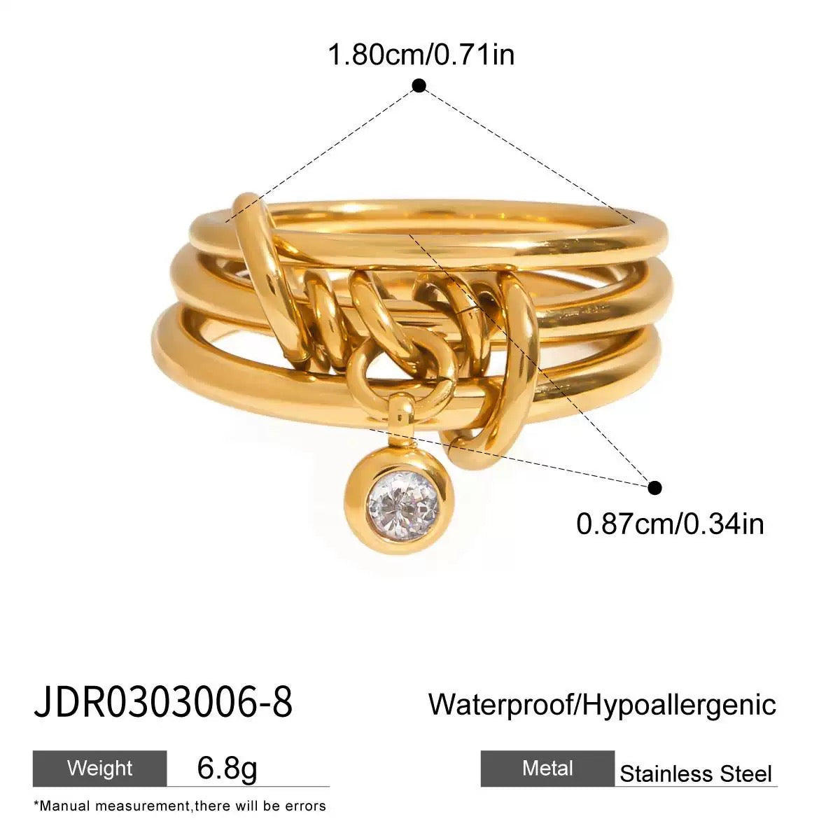 Gold Multi-Band Charm Ring