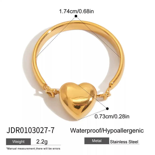 Slim Heart Bangle Ring
