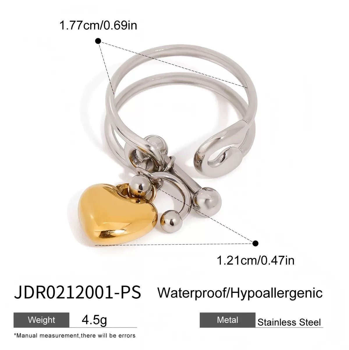 Heart Charm Adjustable Ri