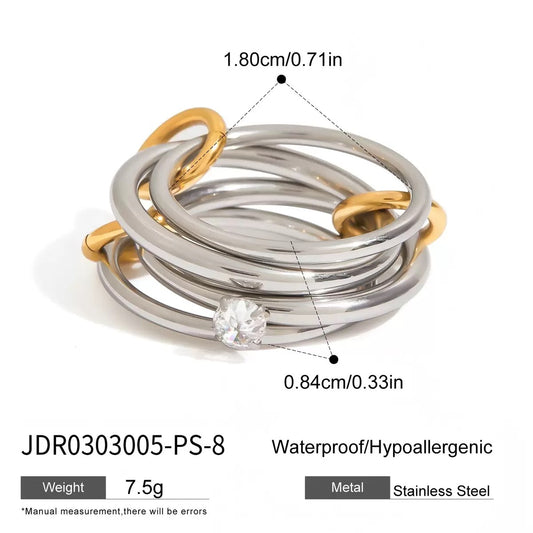 Crystal Accent Multi-Band Ring